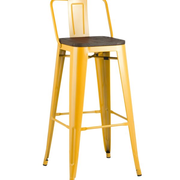 Стул барный Tolix WOOD со спинкой желтый