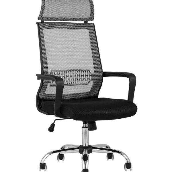 Компьютерное кресло TopChairs Style офисное серое в обивке с сеткой