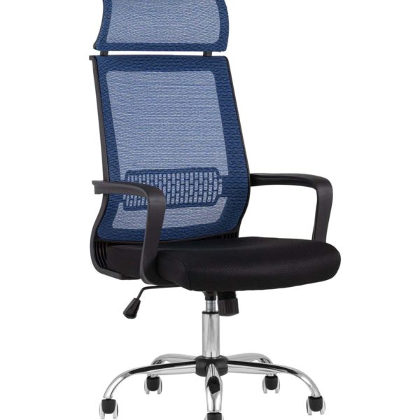Компьютерное кресло TopChairs Style офисное голубое в обивке с сеткой