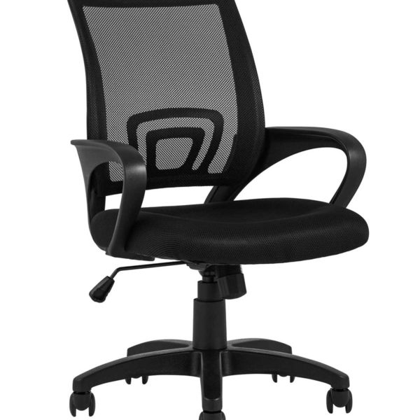 Компьютерное кресло TopChairs Simple офисное черное в обивке из текстиля с сеткой