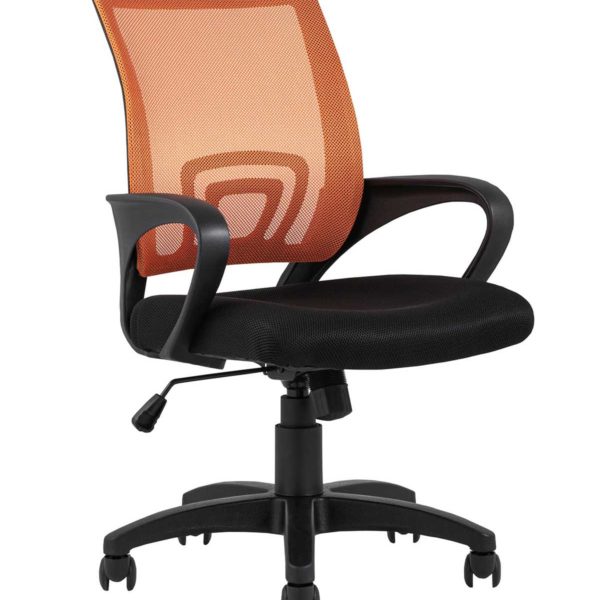 Компьютерное кресло TopChairs Simple офисное оранжевое в обивке из текстиля с сеткой
