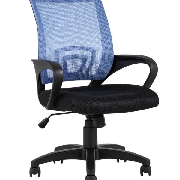 Компьютерное кресло TopChairs Simple офисное голубое в обивке из текстиля с сеткой
