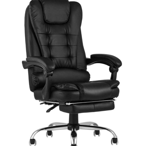 Компьютерное кресло TopChairs President офисное черное в обивке из экокожи