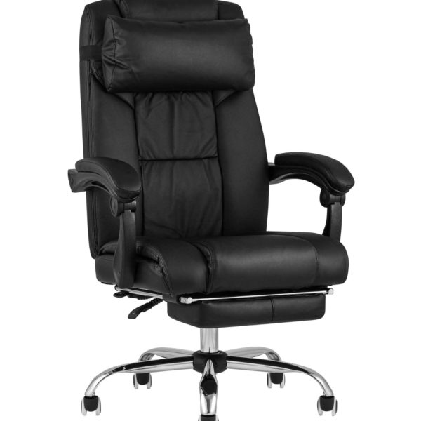 Компьютерное кресло TopChairs Royal офисное черное в обивке из экокожи
