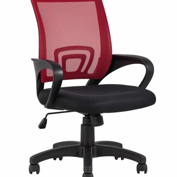 Компьютерное кресло TopChairs Simple офисное красное в обивке из текстиля с сеткой