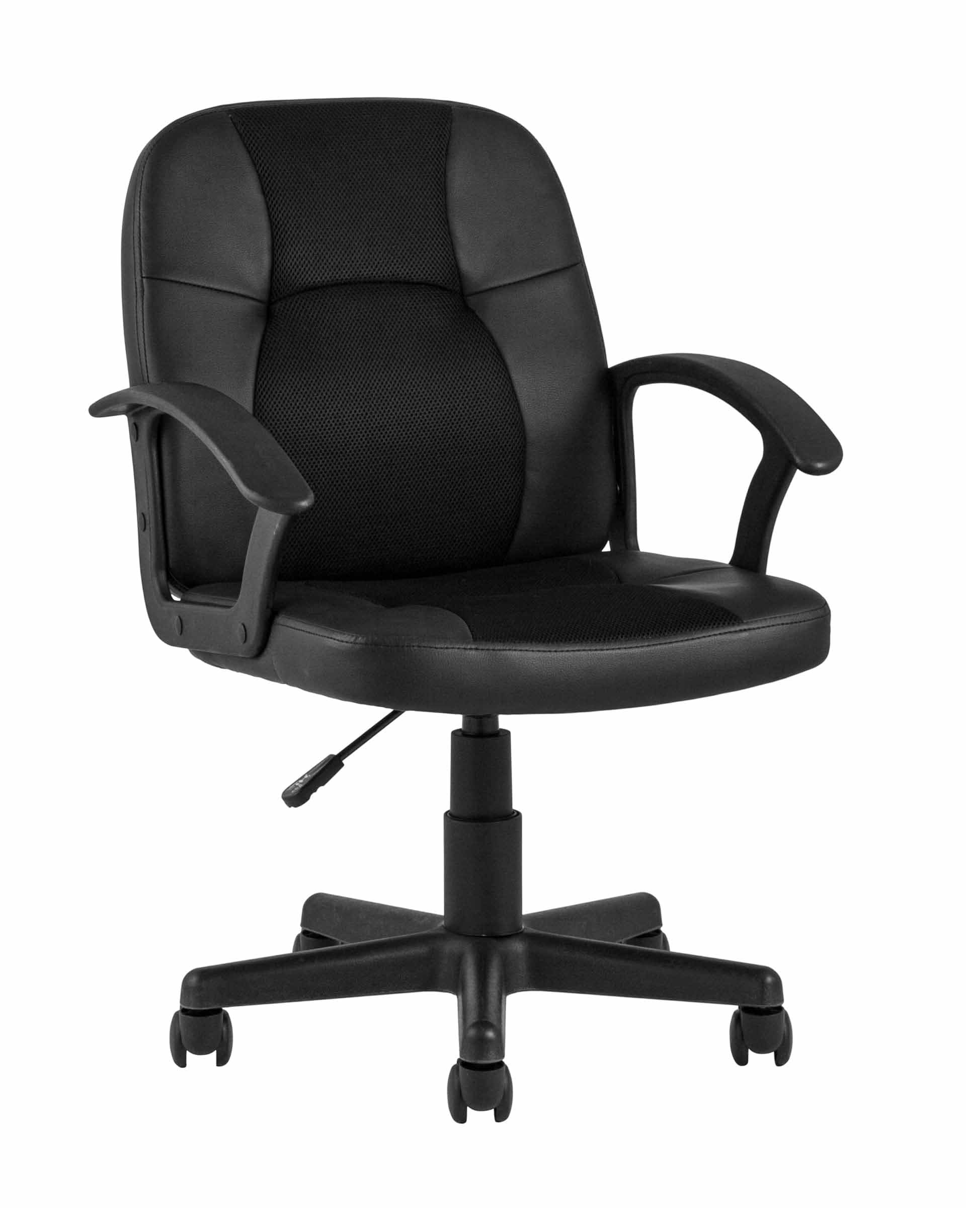 TopChairs Comfort офисное черное в обивке из экокожи с механизмом регулировки по высоте TopChairs Comfort офисное черное в обивке из экокожи с механизмом регулировки по высоте