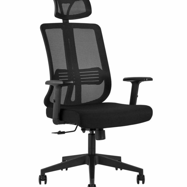Компьютерное кресло для руководителя TopChairs Post офисное черное обивка сетка ткань крестовина пластик