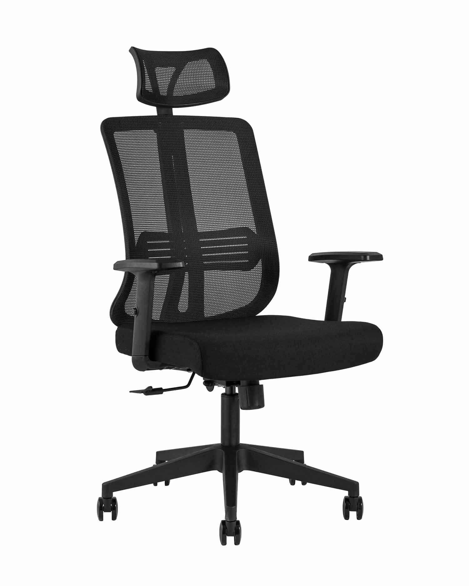 Компьютерное кресло для руководителя TopChairs Post офисное черное обивка сетка ткань крестовина пластик Компьютерное кресло для руководителя TopChairs Post офисное черное обивка сетка ткань крестовина пластик