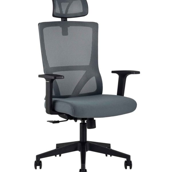 Компьютерное кресло для руководителя TopChairs Local офисное серое обивка сетка ткань крестовина пластик