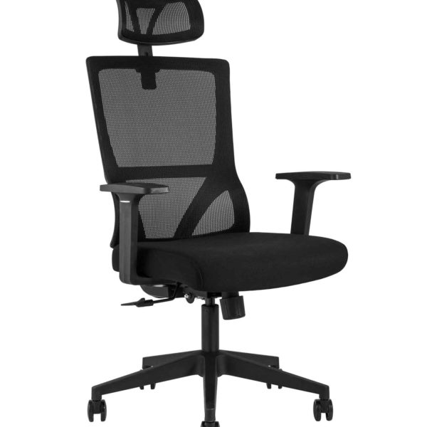Компьютерное кресло для руководителя TopChairs Local офисное черное обивка сетка ткань крестовина пластик