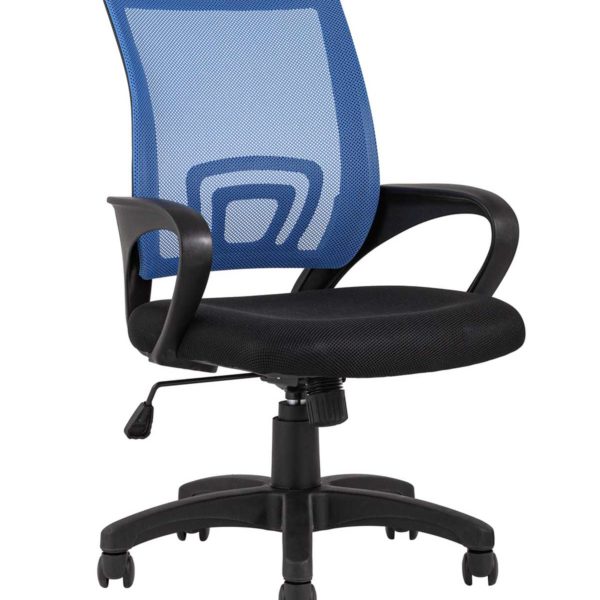 Компьютерное кресло TopChairs Simple офисное синее в обивке из текстиля с сеткой