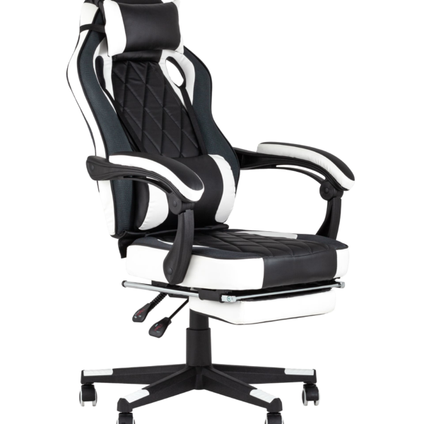 Игровое кресло компьютерное TopChairs Virage черно-белое геймерское
