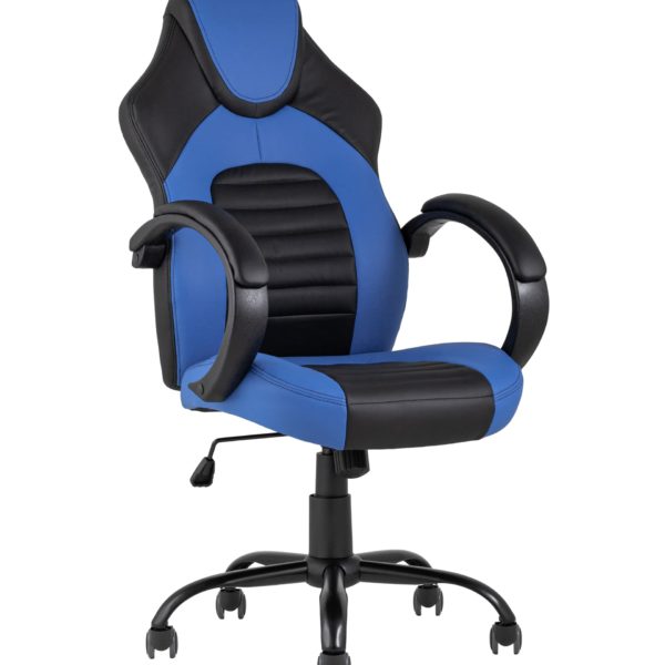 Игровое кресло компьютерное TopChairs Racer Midi черно-синее геймерское