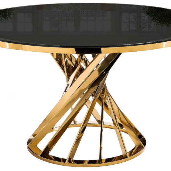 Стол стеклянный Twist gold / black