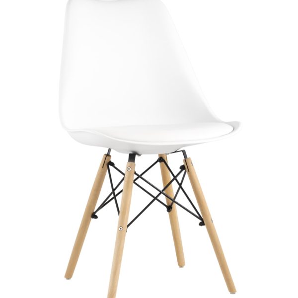 Стул Eames Soft белый обеденный сиденье экокожа ножки из массива бука