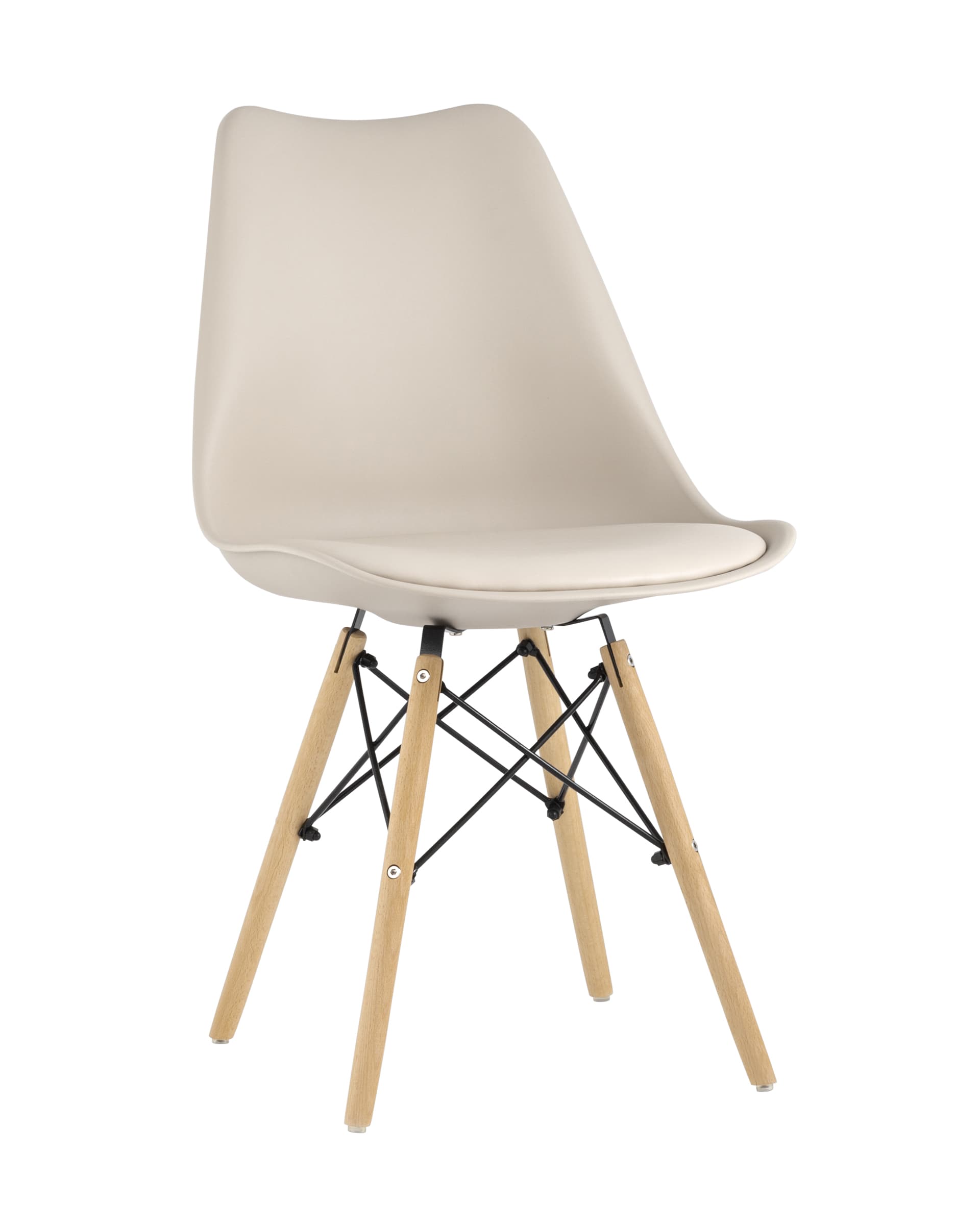 Стул Eames Soft бежевый обеденный сиденье экокожа ножки из массива бука Стул Eames Soft бежевый обеденный сиденье экокожа ножки из массива бука