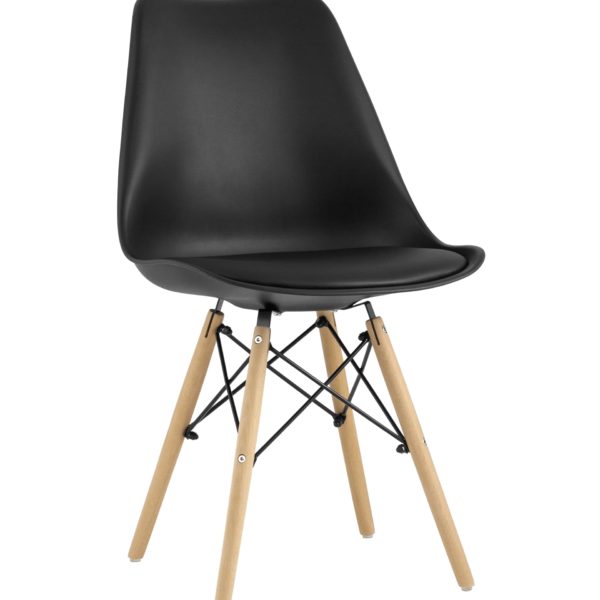 Стул Eames Soft черный обеденный сиденье экокожа ножки из массива бука