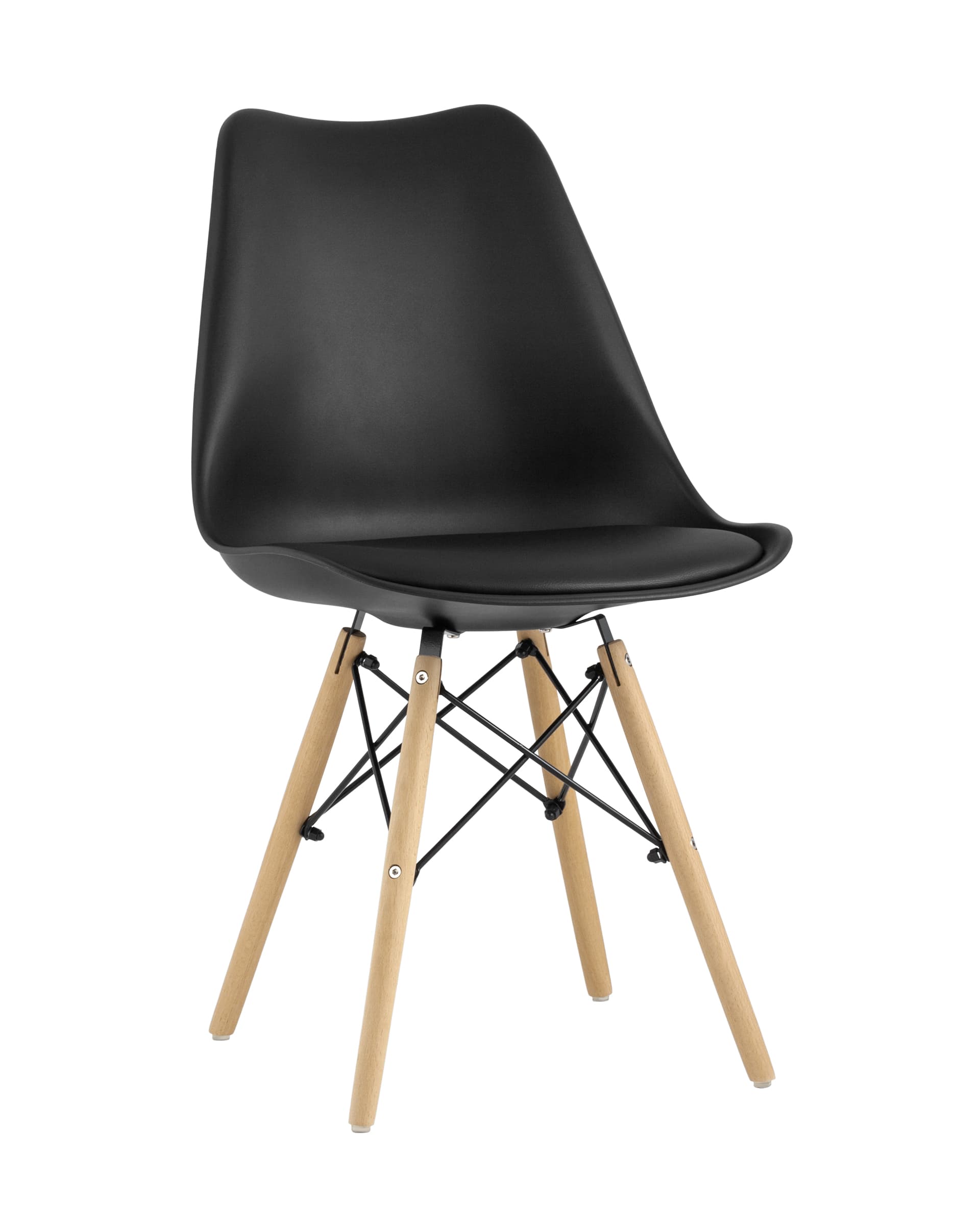 Стул Eames Soft черный обеденный сиденье экокожа ножки из массива бука Стул Eames Soft черный обеденный сиденье экокожа ножки из массива бука