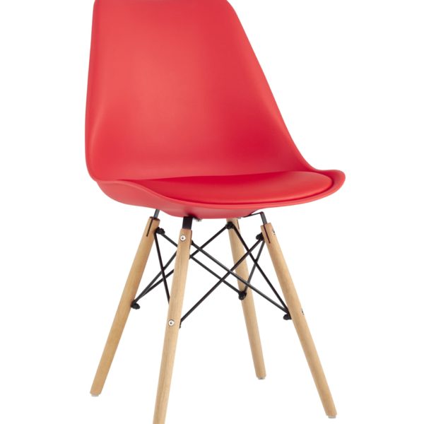 Стул Eames Soft красный обеденный сиденье экокожа ножки из массива бука