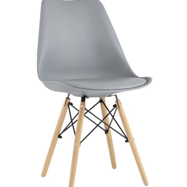 Стул Eames Soft серый обеденный сиденье экокожа ножки из массива бука