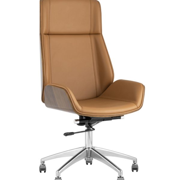 Компьютерное кресло офисное TopChairs Crown коричневое для руководителя механизм качания крестовина металл