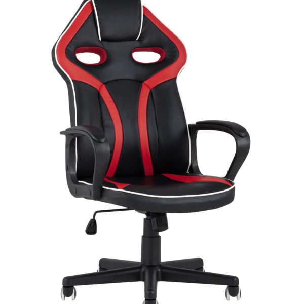 Игровое кресло компьютерное TopChairs Racer Lighti черное с красным геймерское